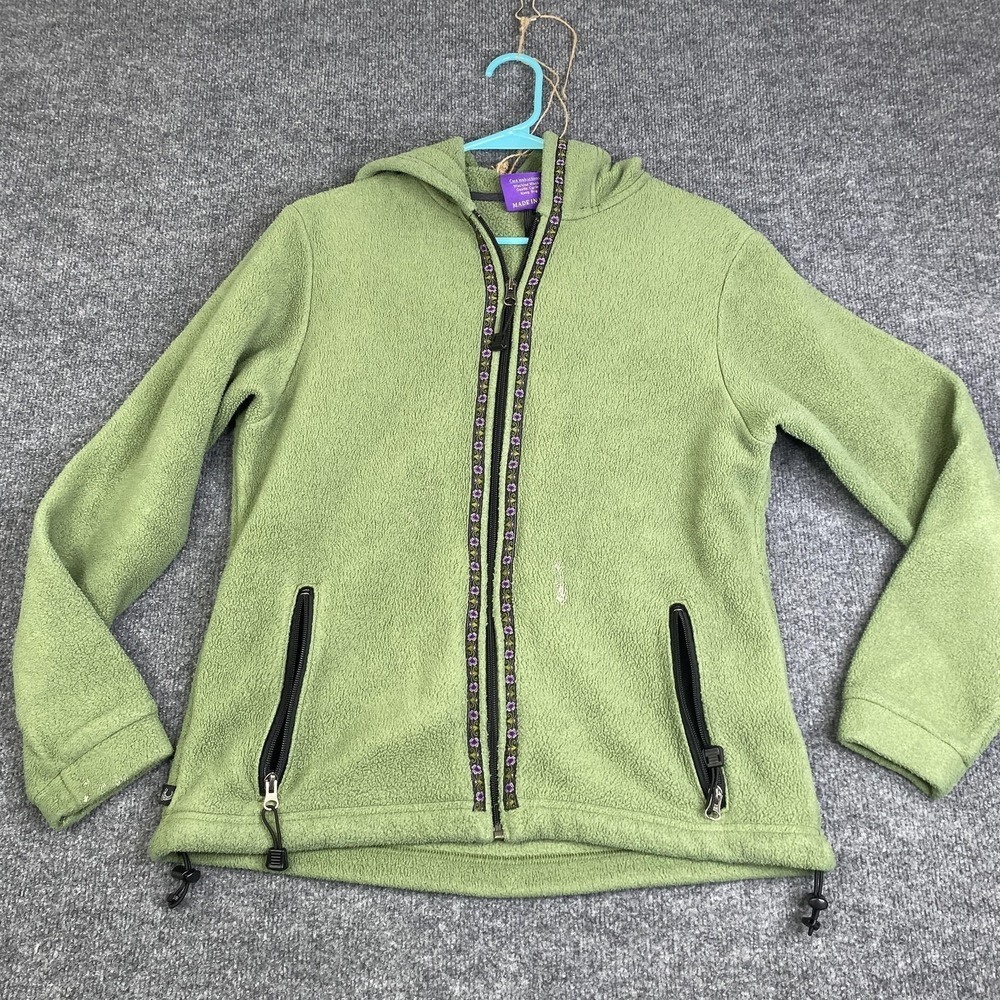 Copper River Fleece Jacket Womens Medium Green Fleece Hooded Full Zip USA Made